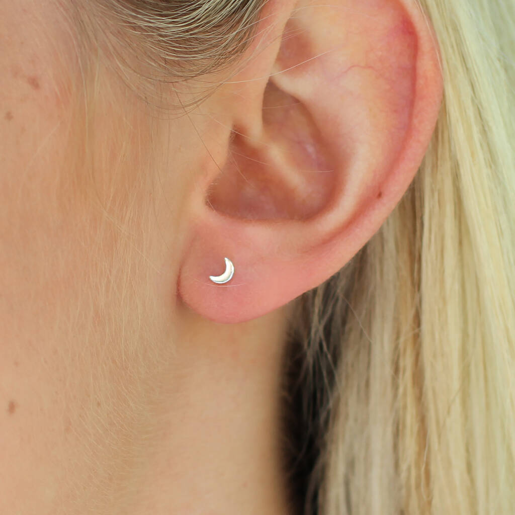 18ct Gold Plated or Silver Moon & Star Earrings