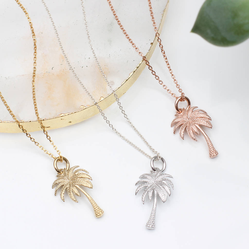 18ct Gold Plated Or Silver Palm Tree Necklace