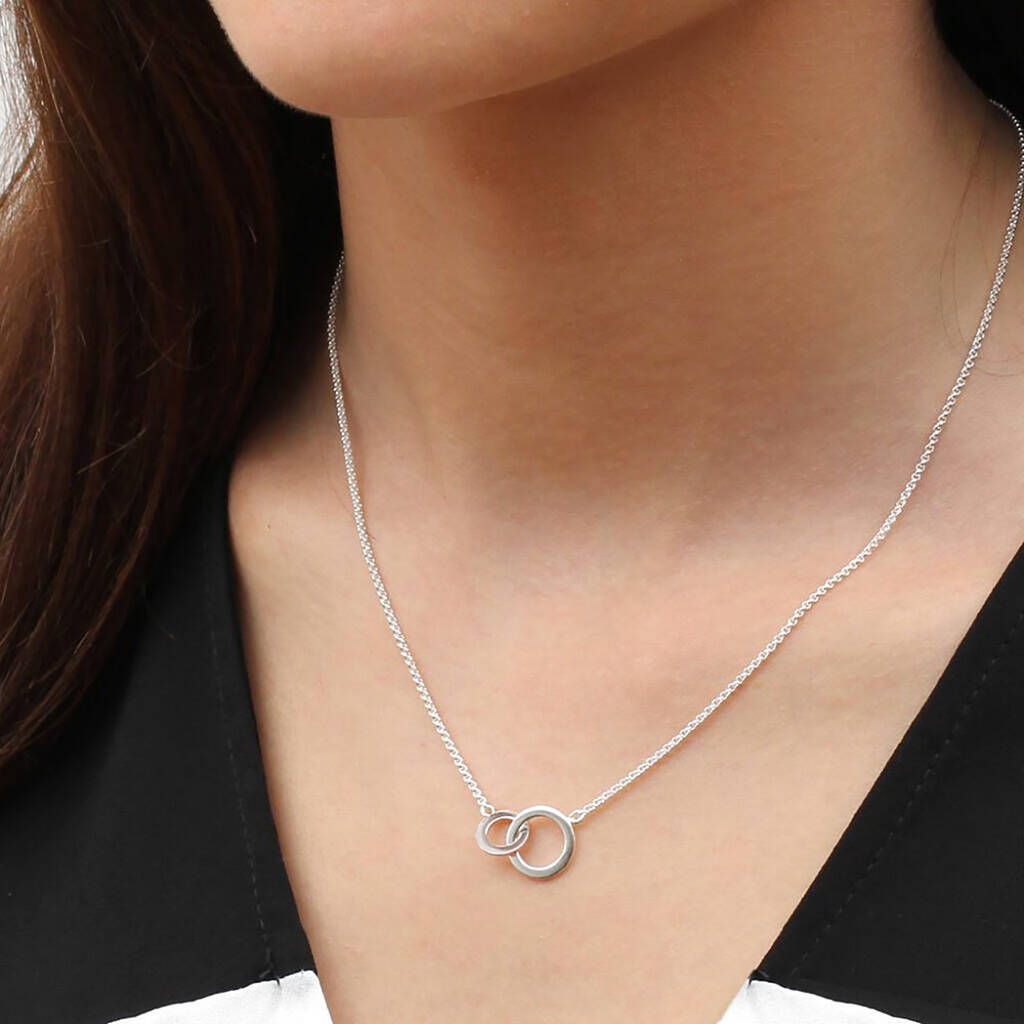18ct Gold Plated or Sterling Silver Infinity Rings Necklace