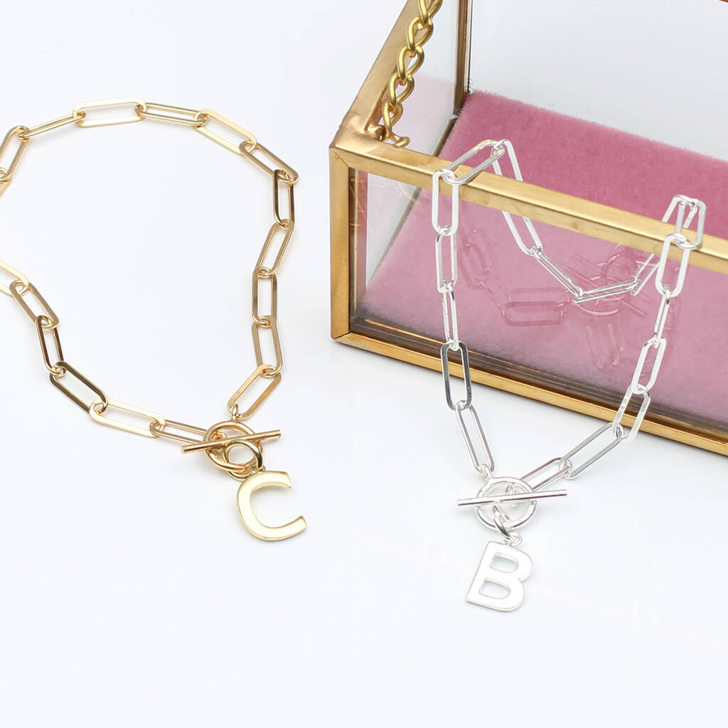 18ct Gold Plated Or Sterling Silver Initial Bracelet