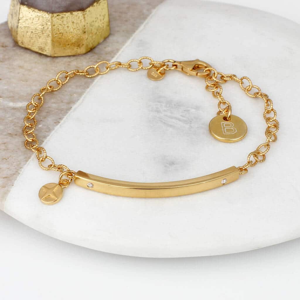18ct Gold Plated Personalised Bar Bracelet