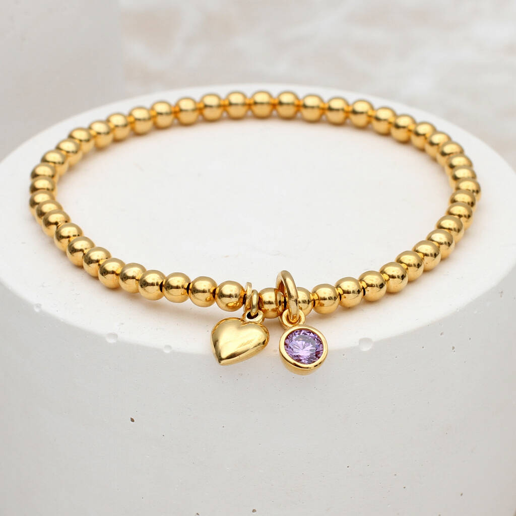 18ct Gold Plated Birthstone Charm Bracelet | Hurleyburley