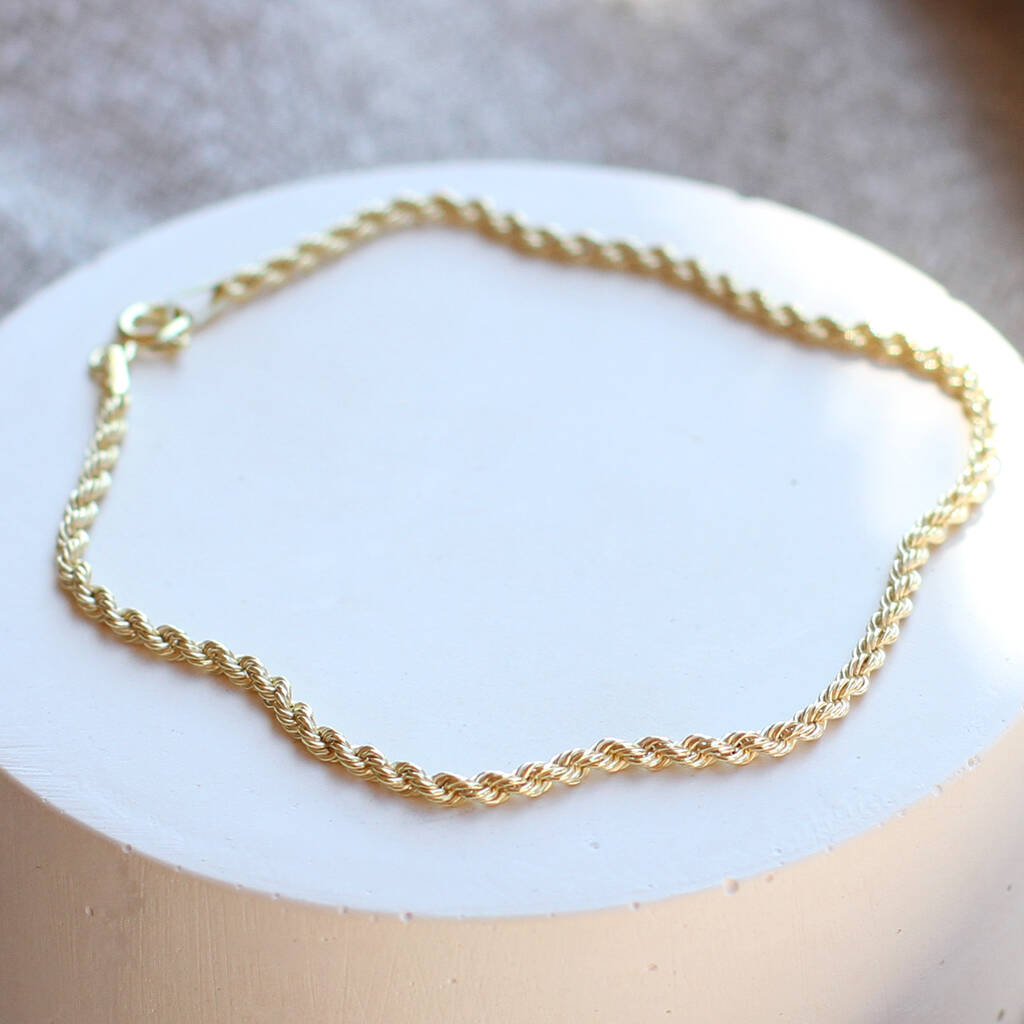 9ct Gold Rope Chain Bracelet