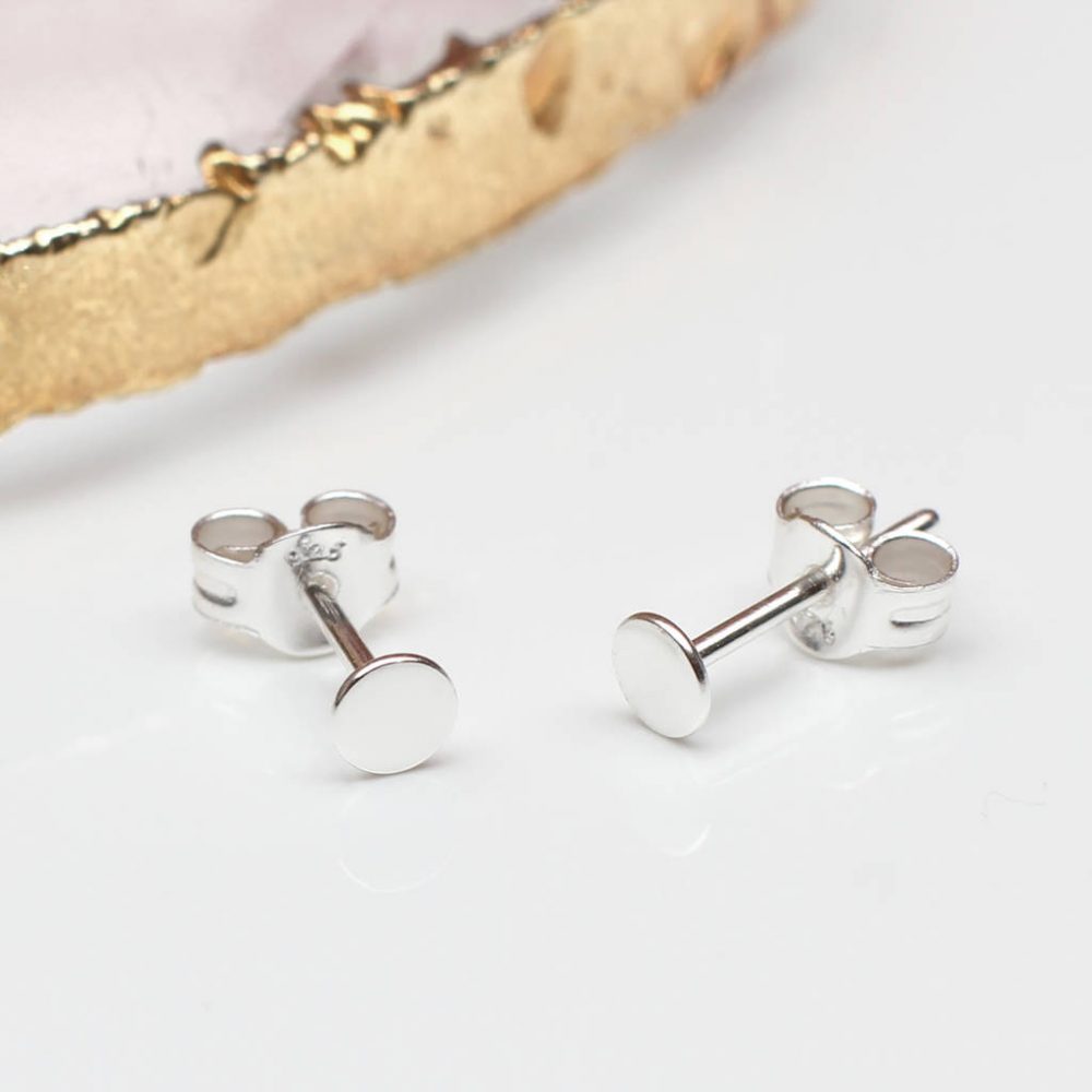 Contemporary Sterling Silver Dot Stud Earrings