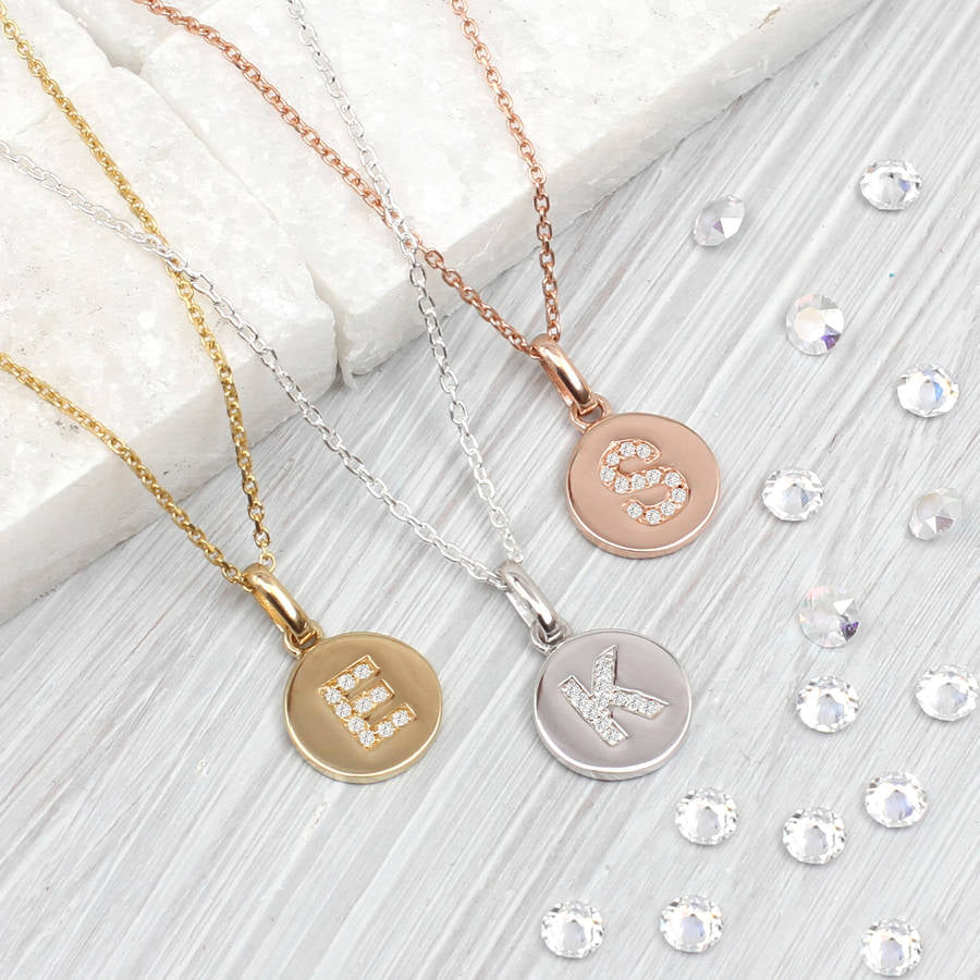 Genuine Diamond Initial And Precious Metal Plated Necklace