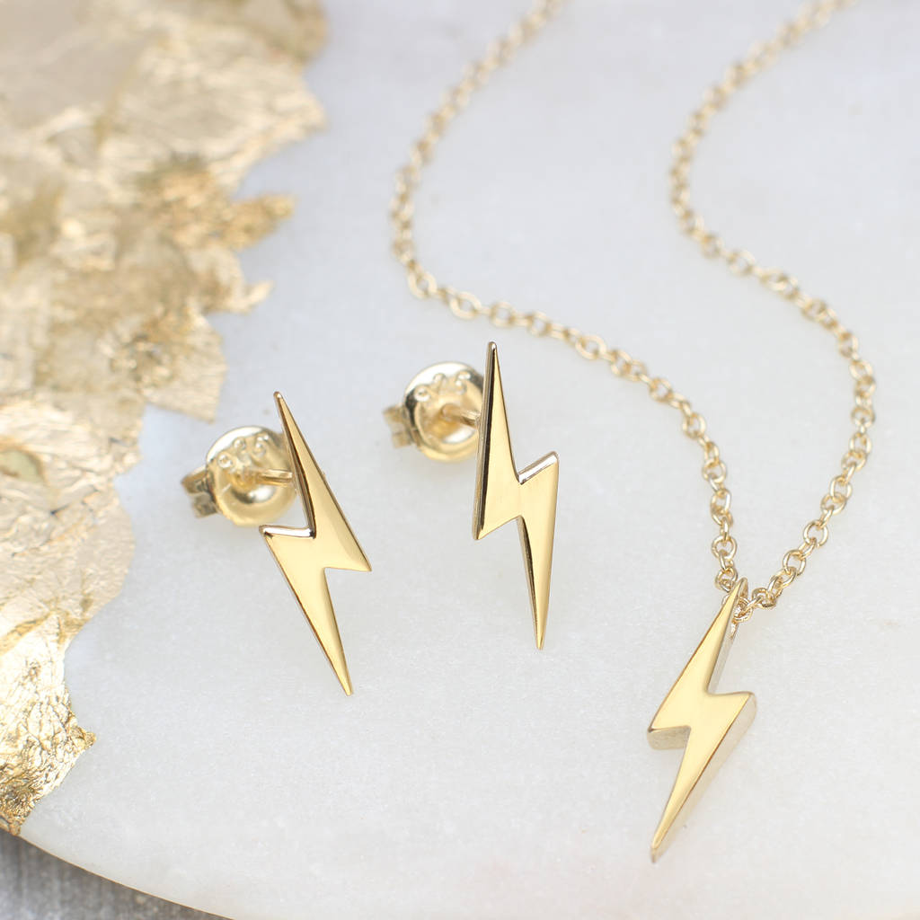Personalised 18ct Gold Plated Mini Lightning Bolt Necklace