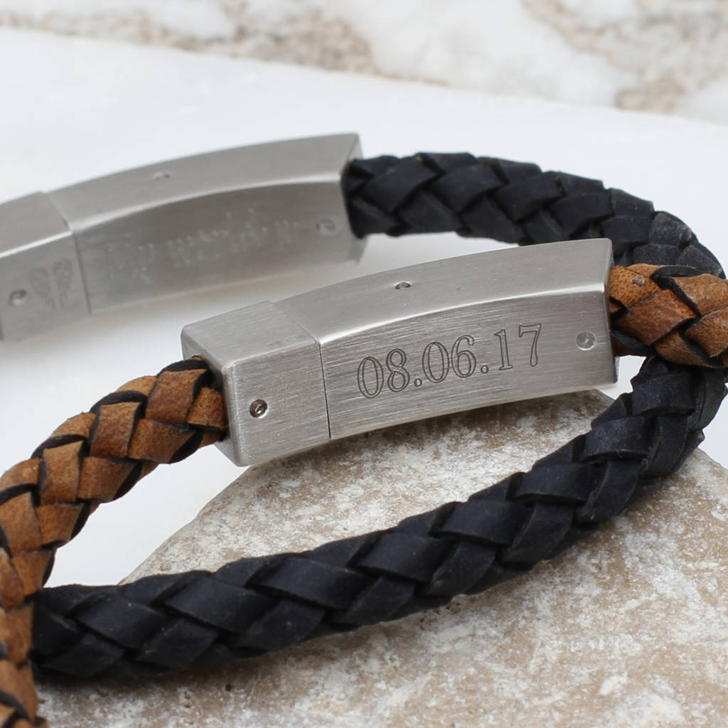 Men's Personalised Plaited Suede Leather Bracelet