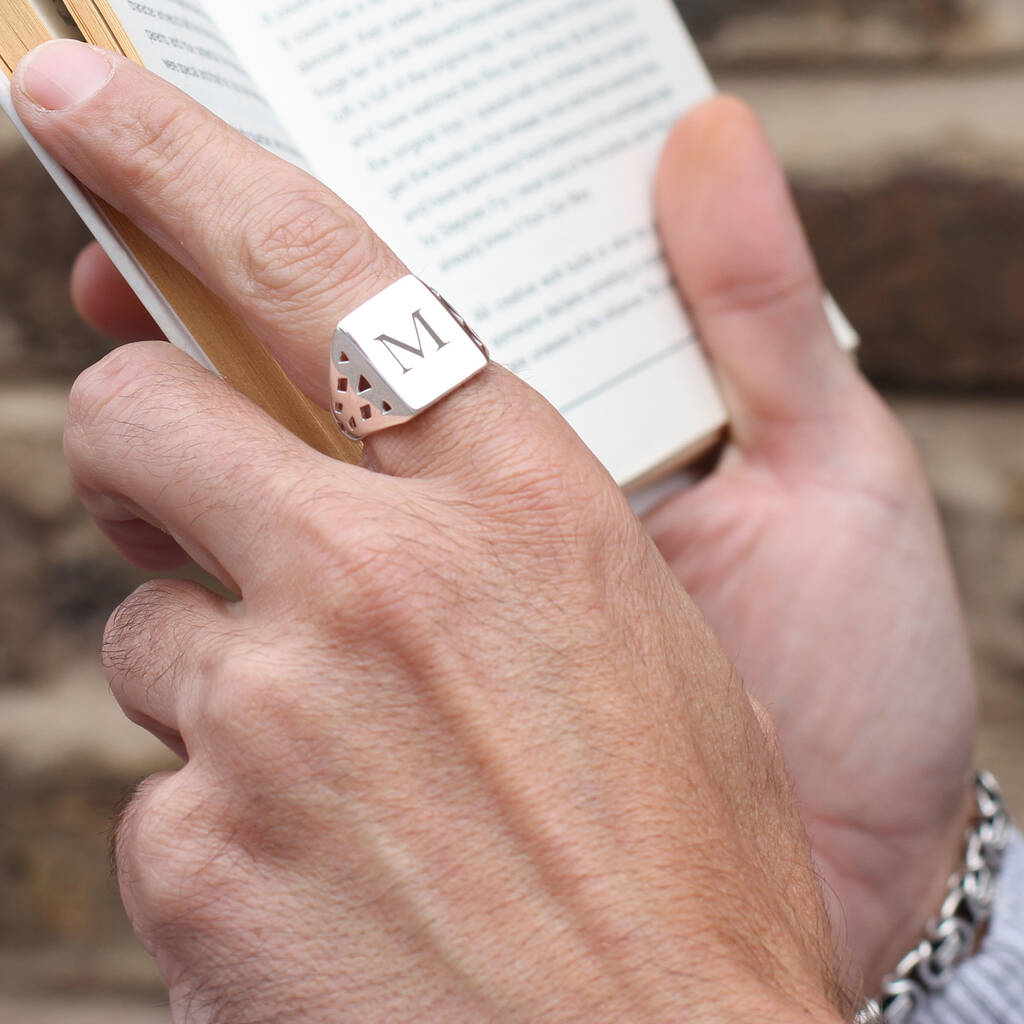 Men's Sterling Silver Initial Signet Ring
