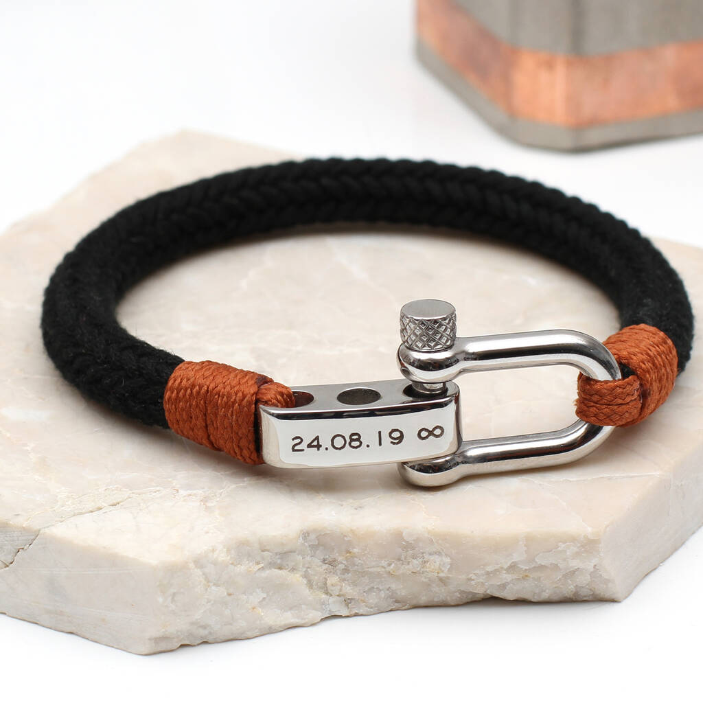 Mens Personalised Message Shackle Bolt Bracelet