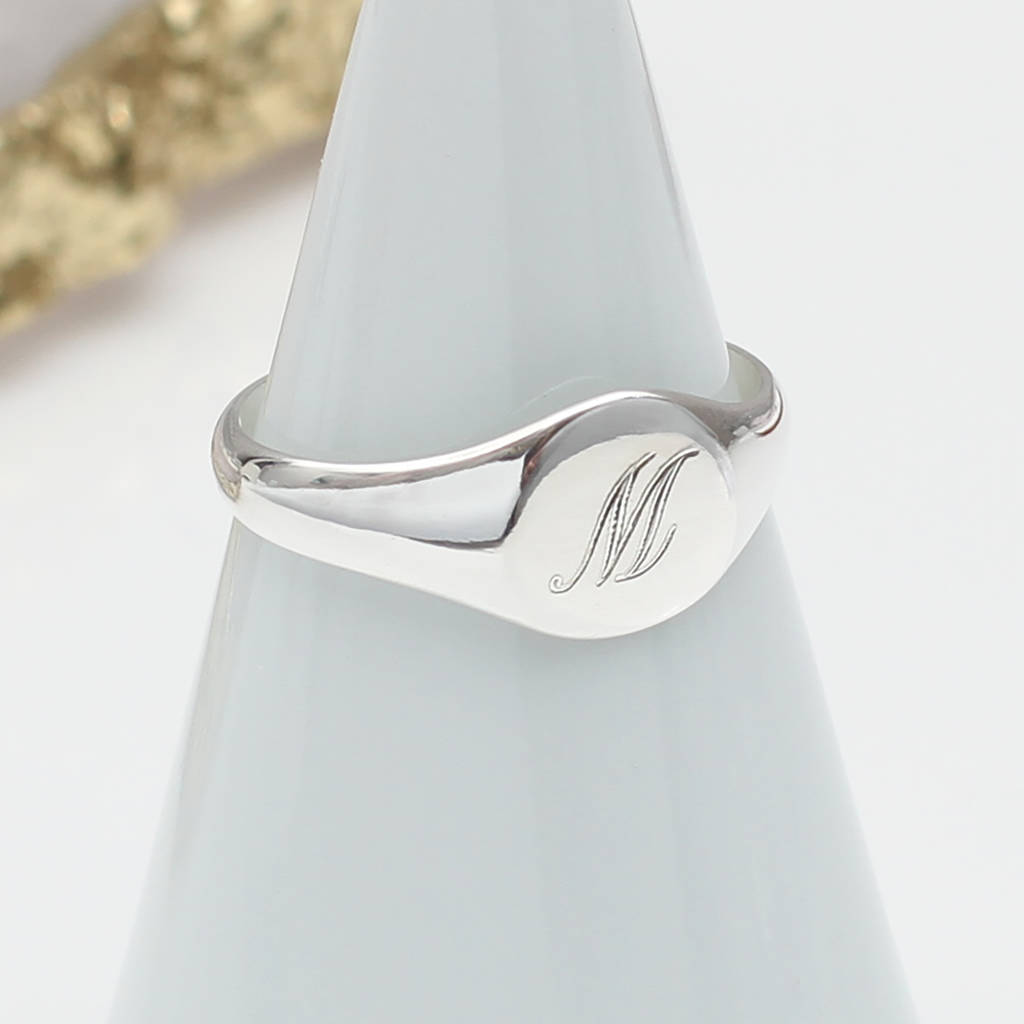 Sterling Silver Initial Pinky Ring