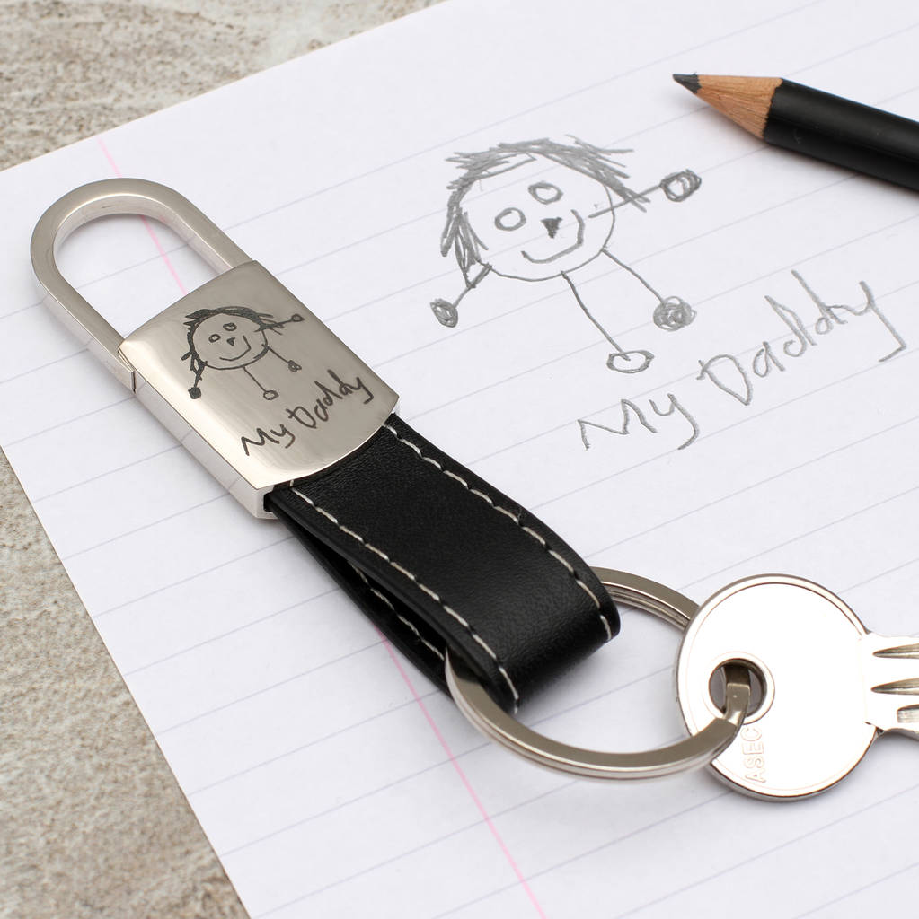 My Own Drawing Personalised Leather Keyring