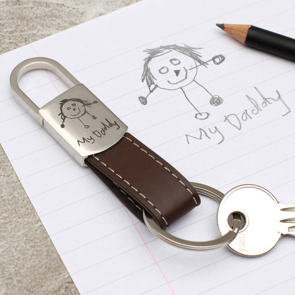 My Own Drawing Personalised Leather Keyring