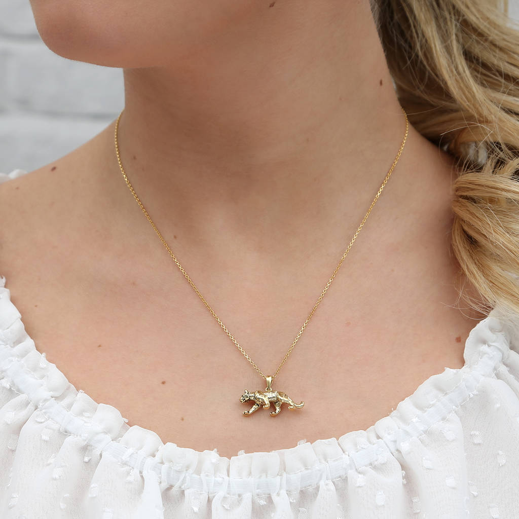 Personalised 18ct Gold Plated Leopard Necklace