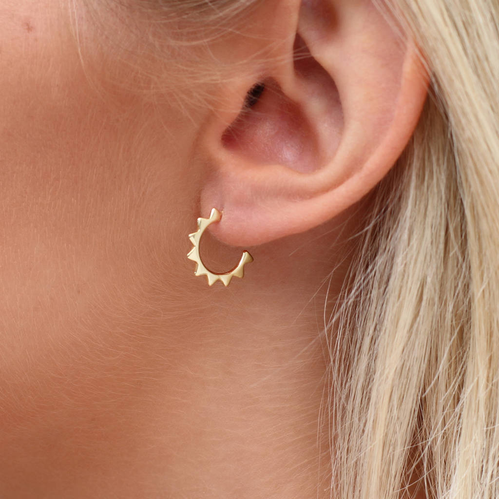 Sterling Silver Mini Cut Out Sun Earrings
