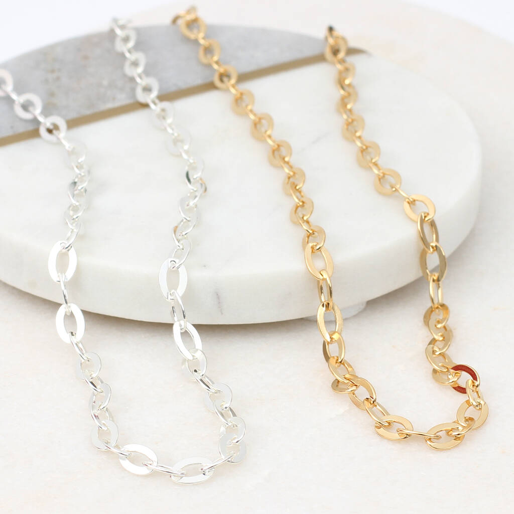 Personalised Silver or Gold Flat Link Necklace