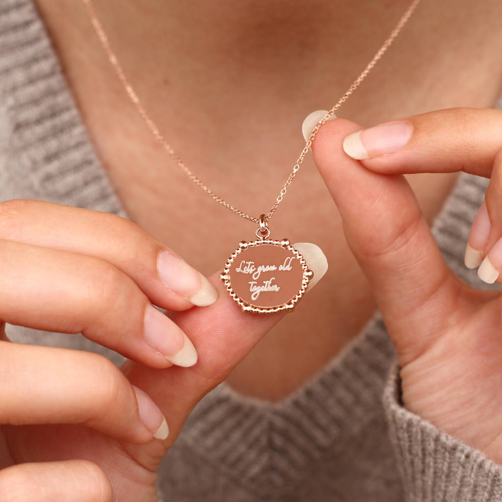 Personalised 18ct Rose Gold Plated or Silver Saying Necklace