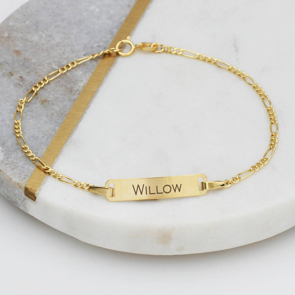 Personalised 9ct Gold Name Plate Bracelet