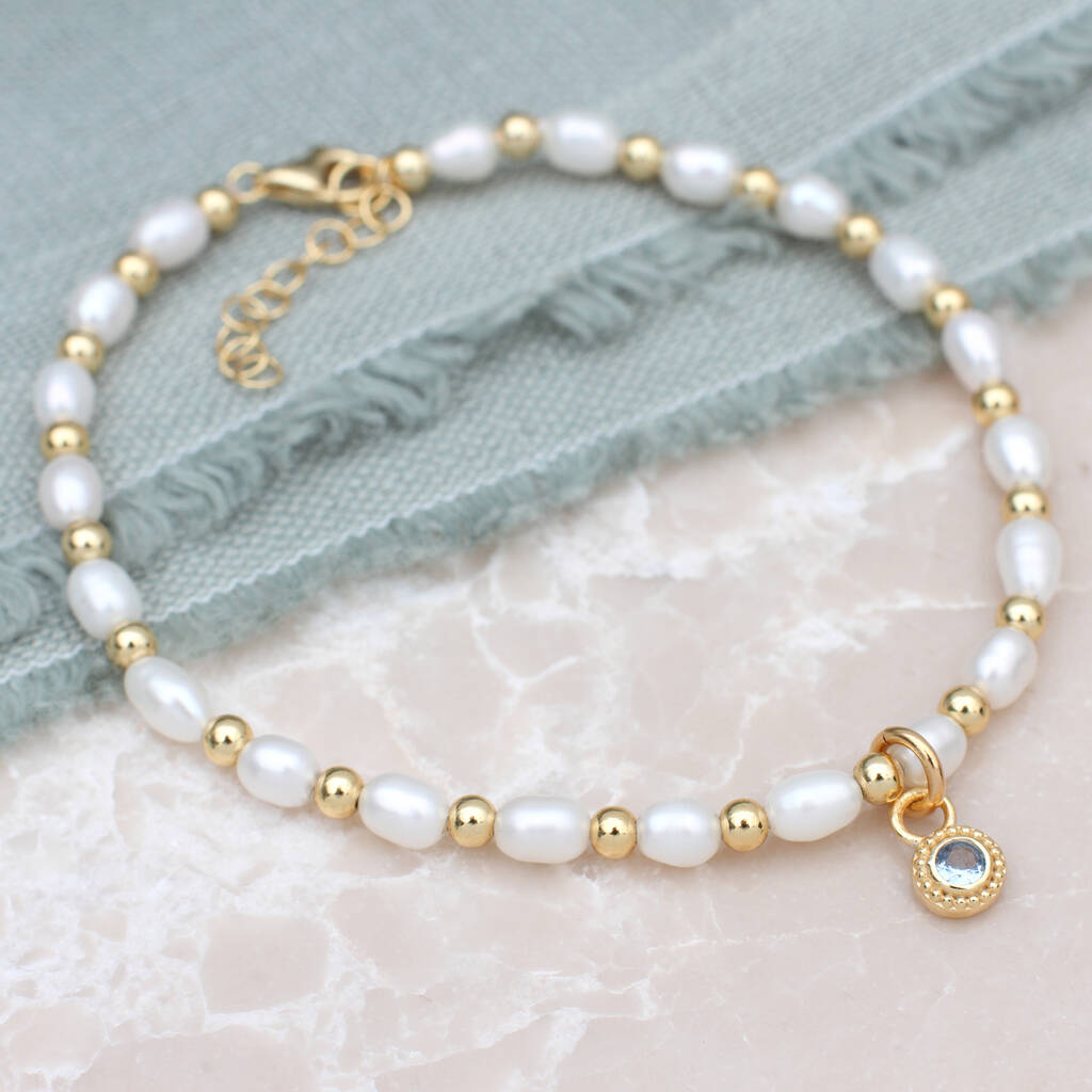 Personalised Birthstone & Freshwater Pearl Bracelet