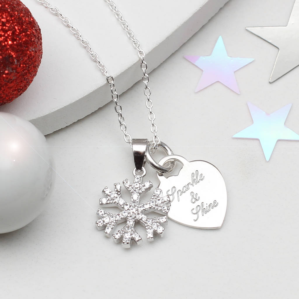 Personalised Sterling Silver Snowflake Necklace
