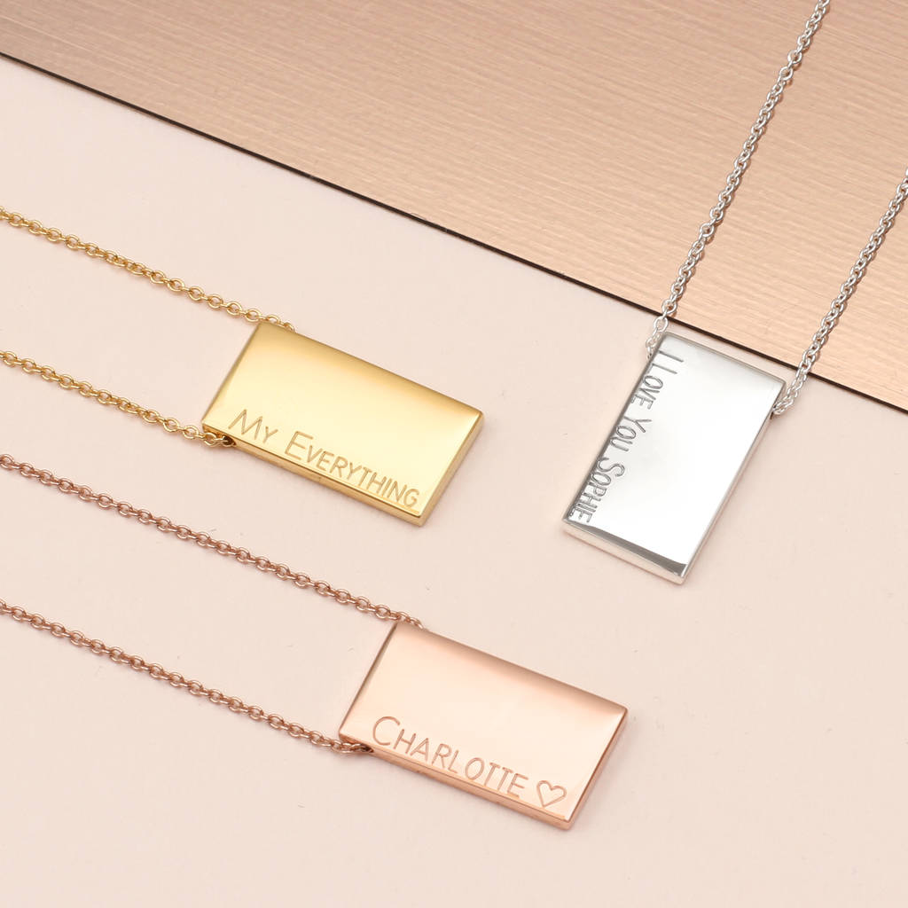 Personalised 18ct Rose Gold Tablet Necklace