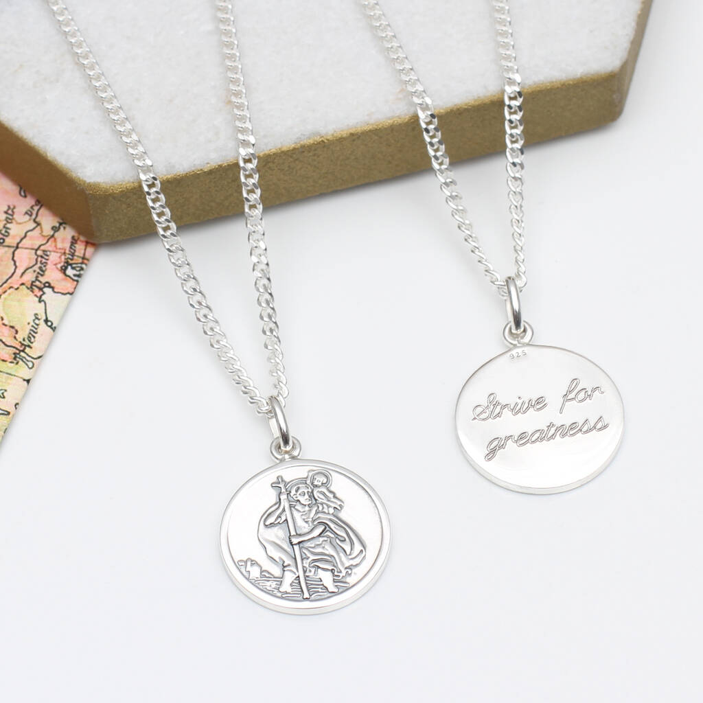【HURLEY BURLEY】ST CHRISTOPHER DISC NECKLACE☆イニシャル♪ Personalised 18ct Gold St Christopher Necklace | Hurley Burley