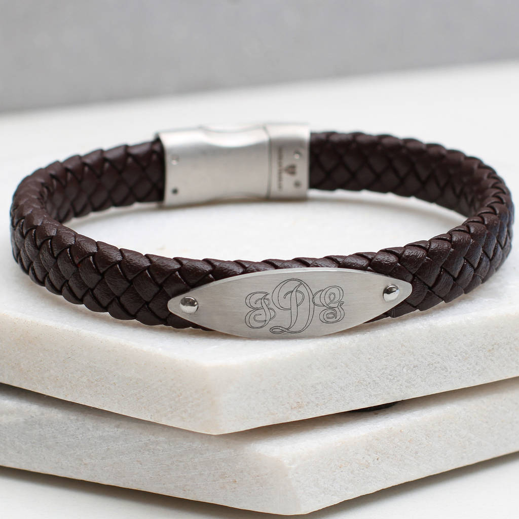 Personalised Leather Plaited Bracelet