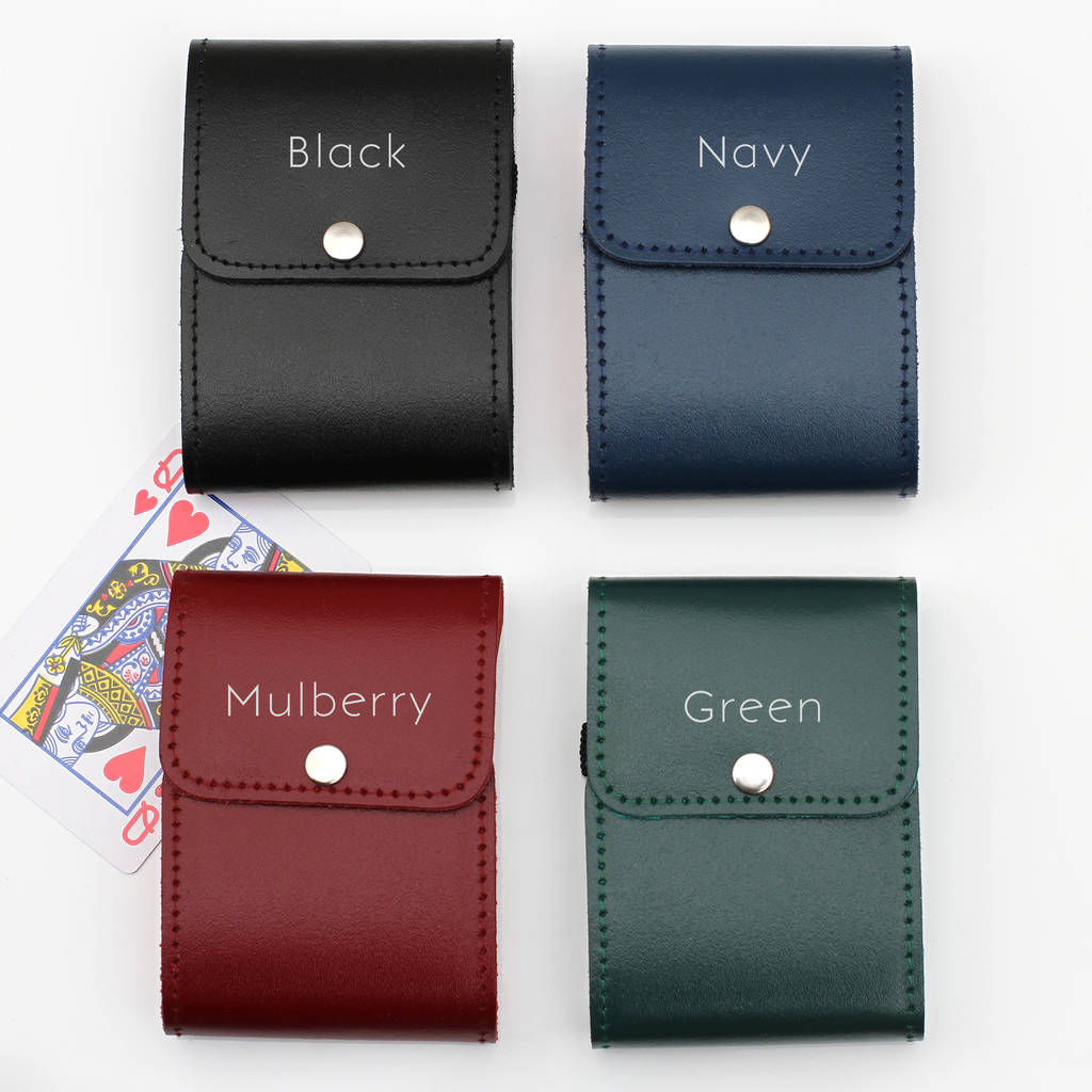 Personalised Leather Playing Card Holder And Cards