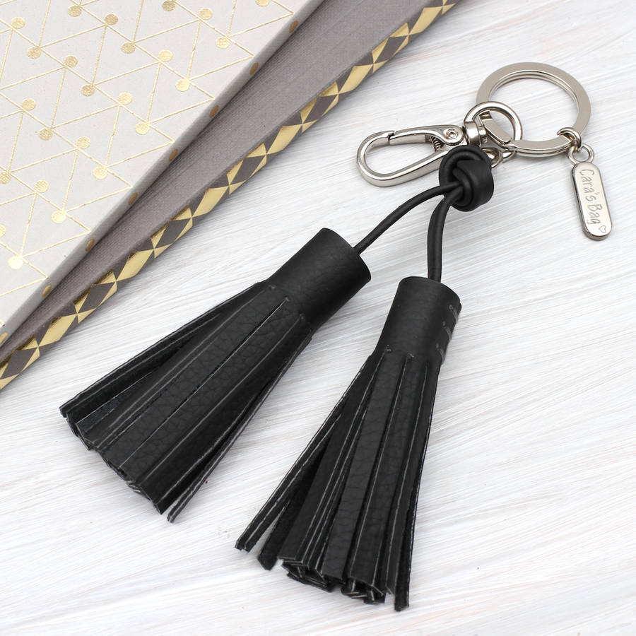 Personalised Luxury Nappa Leather Tassel Bag Charm