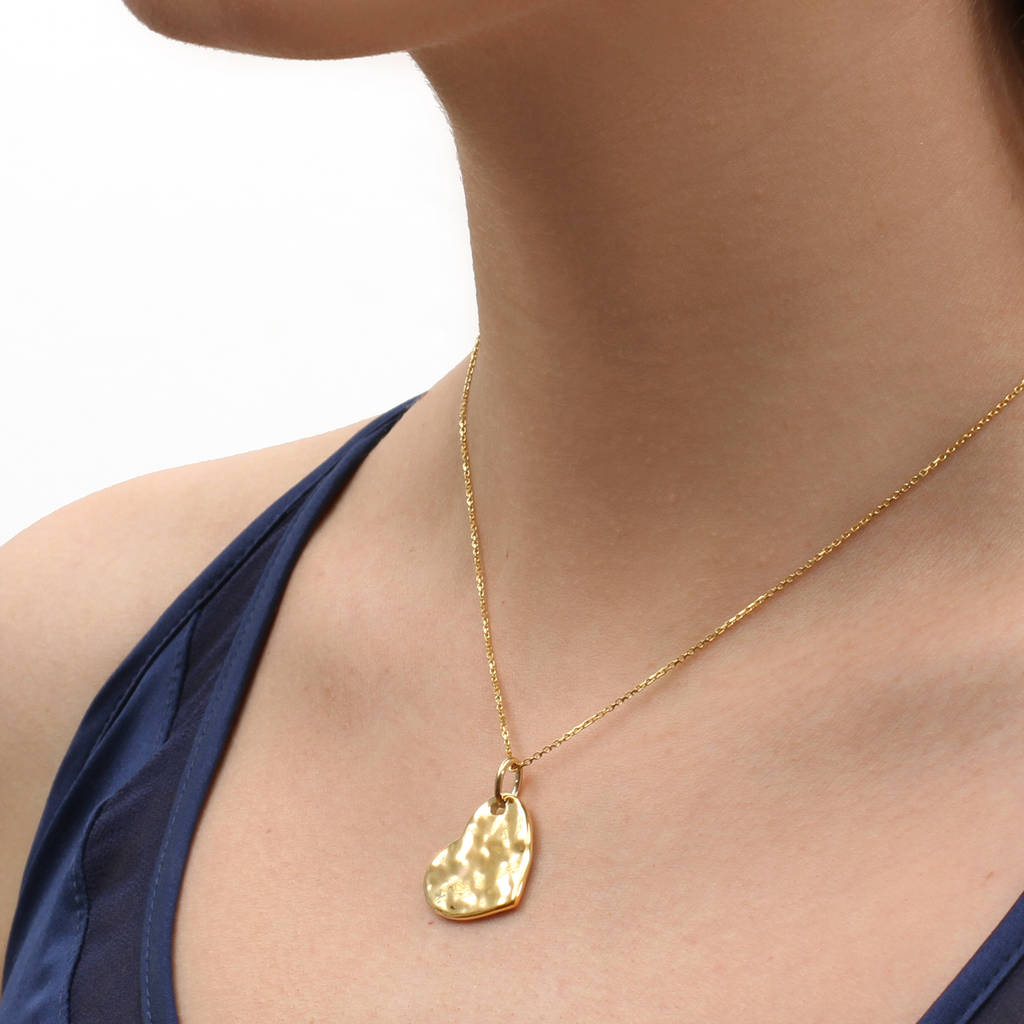 Personalised Precious Metal Hammered Heart Necklace