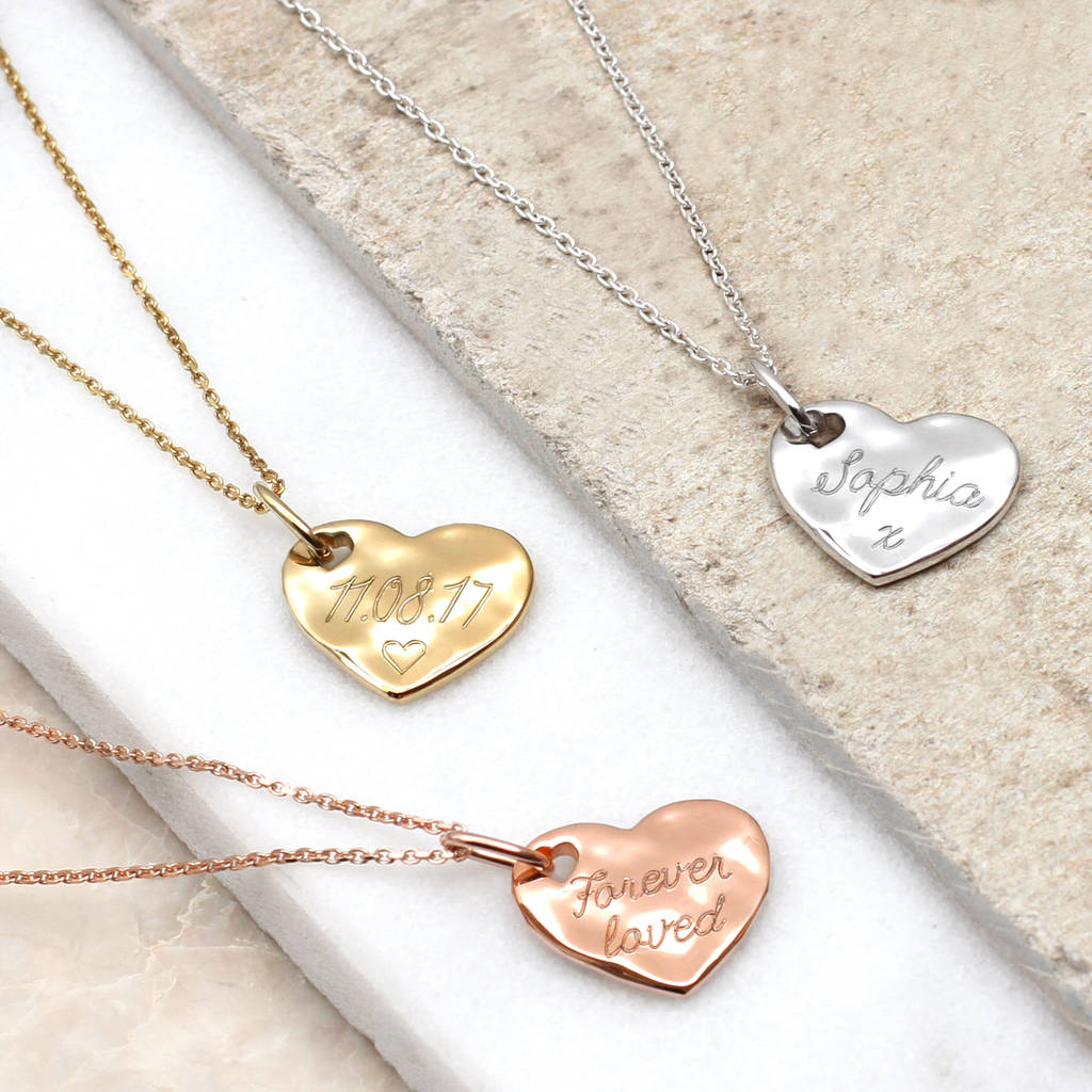 Personalised Precious Metal Hammered Heart Necklace
