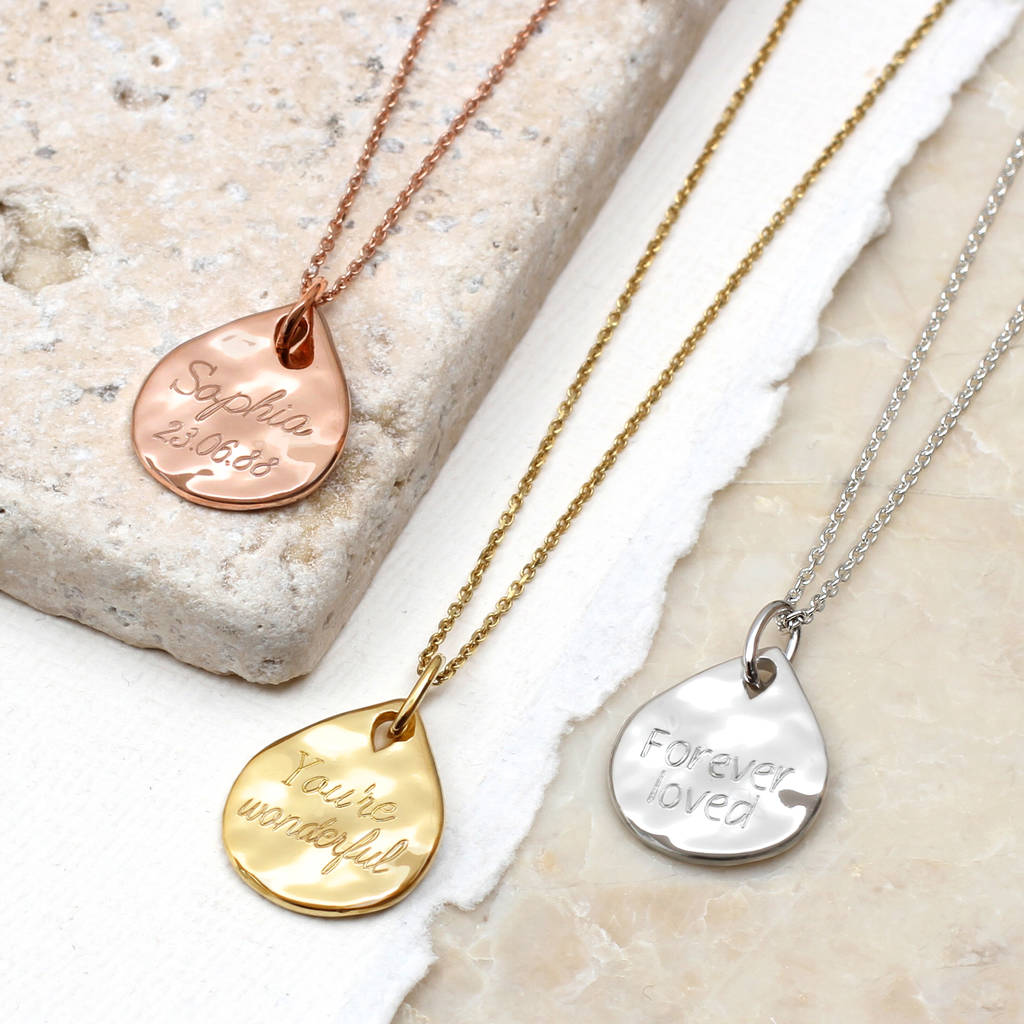 【HURLEY BURLEY】Precious l Hammered Teardrop Necklace♪ Personalised Precious Metal Hammered Teardrop Necklace
