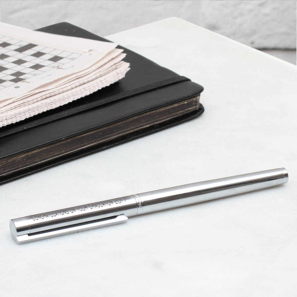 Personalised Rhodium Rollerball Pen