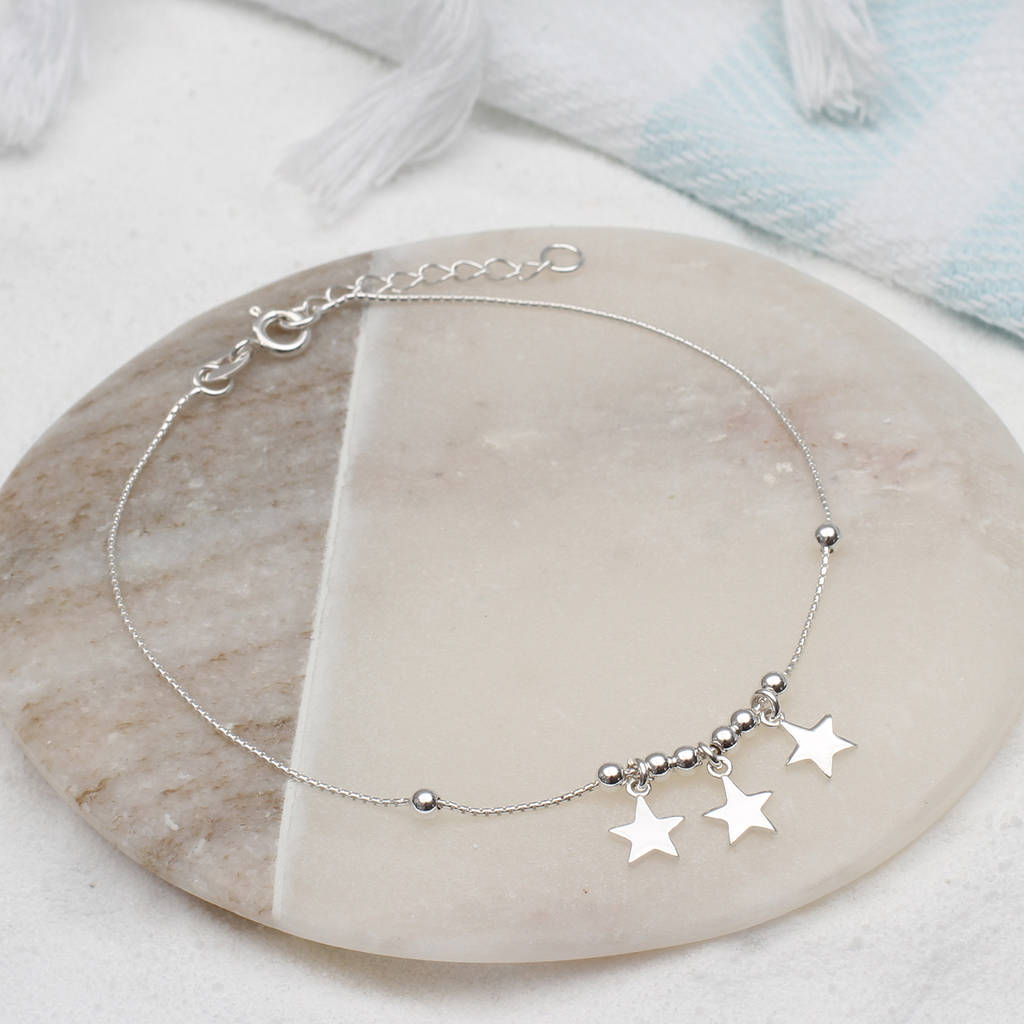 Personalised Sterling Silver Star Anklet