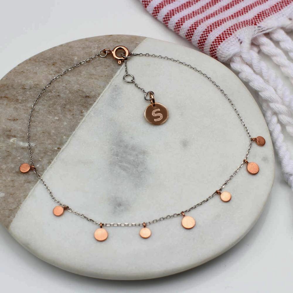 Personalised Sterling Silver And 18ct Gold Plated Coin Anklet