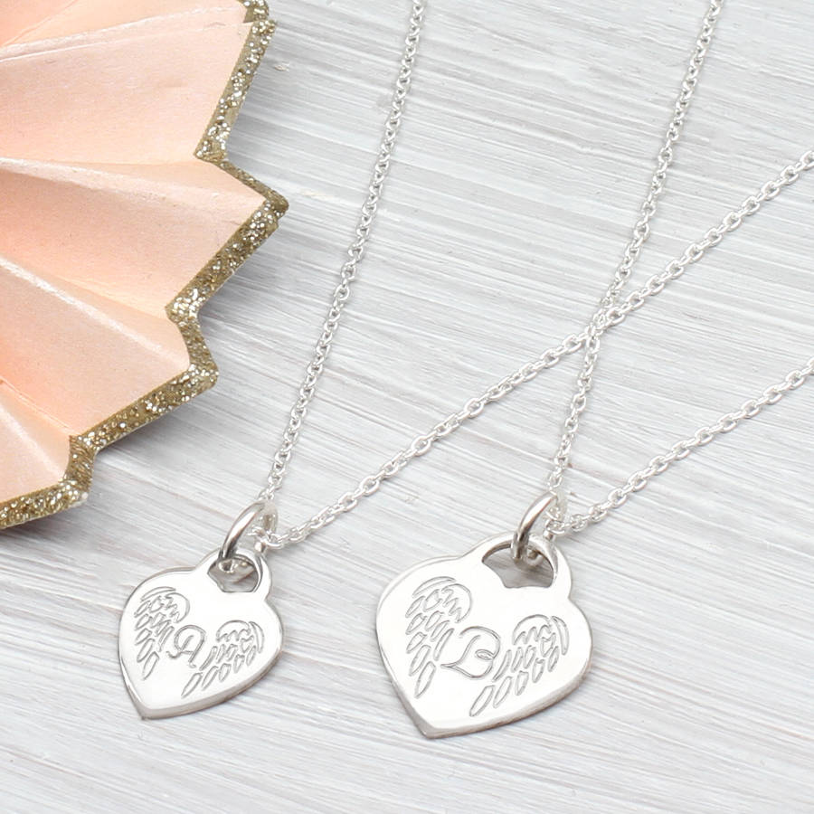 Personalised Sterling Silver Angel Wing Necklace