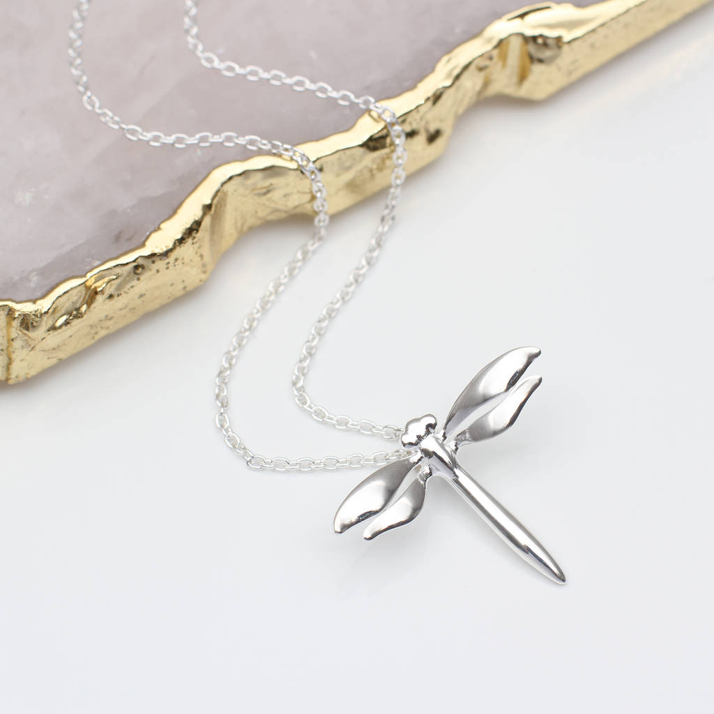 Personalised Sterling Silver Dragonfly Necklace