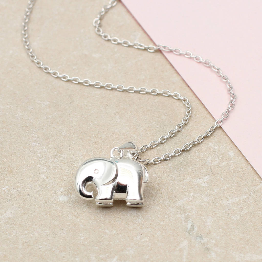 Personalised Sterling Silver Elephant Necklace