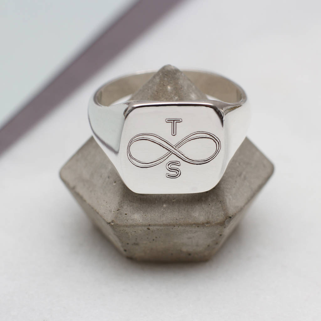 Personalised Sterling Silver Infinity Signet Ring