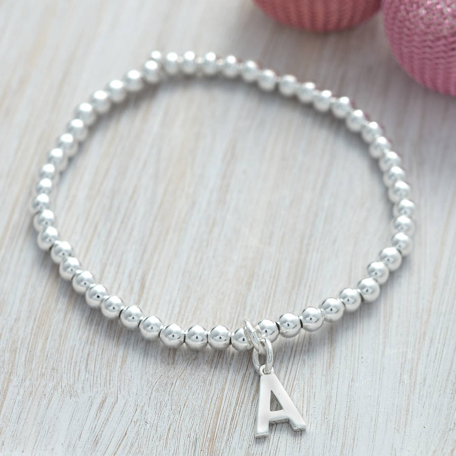 Personalised Sterling Silver Initial Ball Bracelet