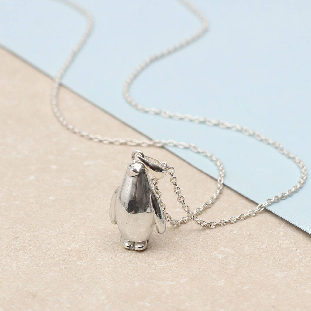 Personalised Sterling Silver Penguin Necklace