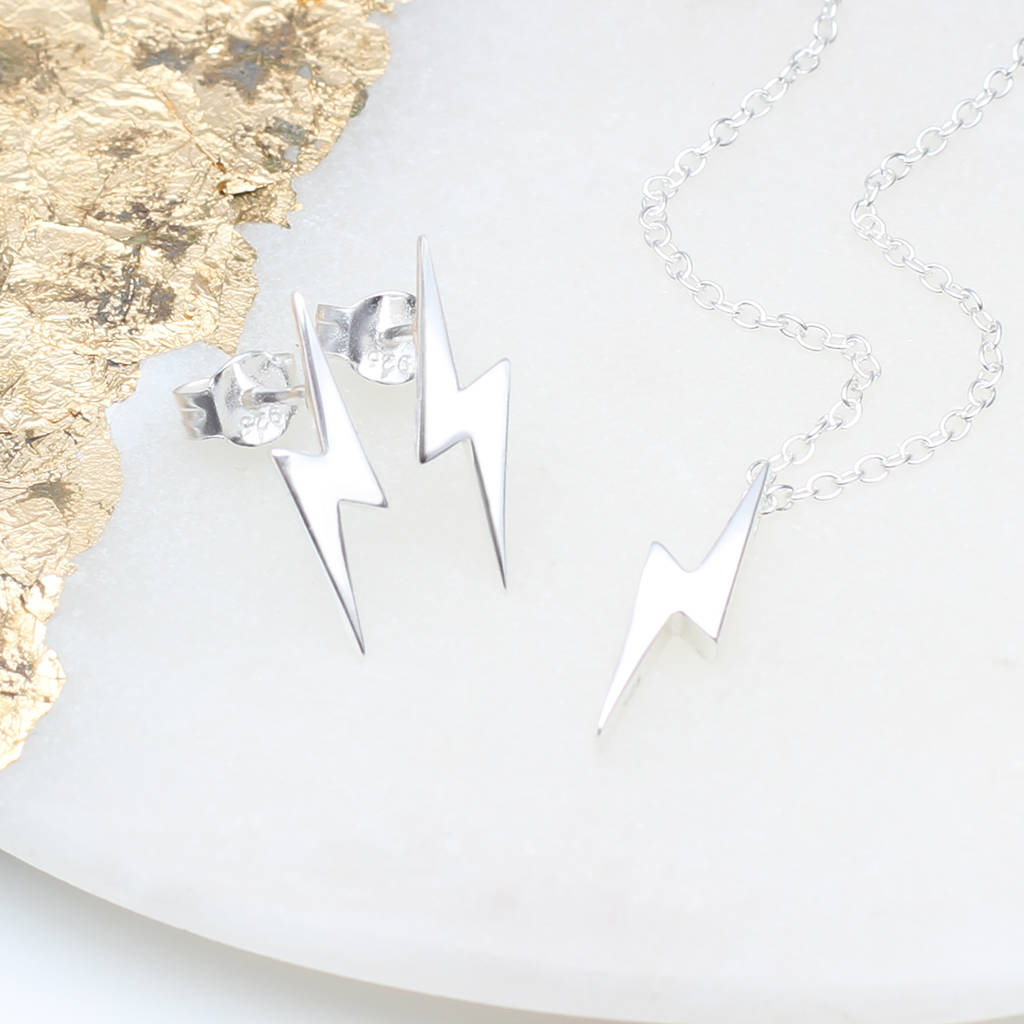 Personalised Sterling Silver Lightning Bolt Necklace