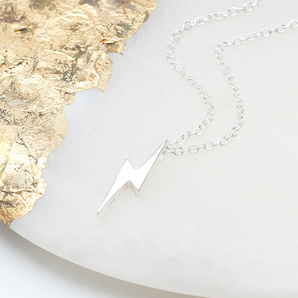 Personalised Sterling Silver Lightning Bolt Necklace