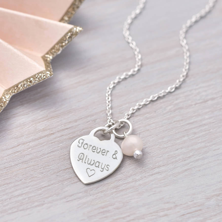 Personalised Sterling Silver Heart Charm Necklace
