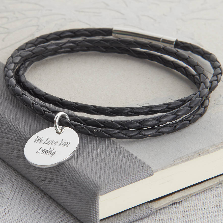 Personalised Leather And Sterling Silver Wrap Bracelet
