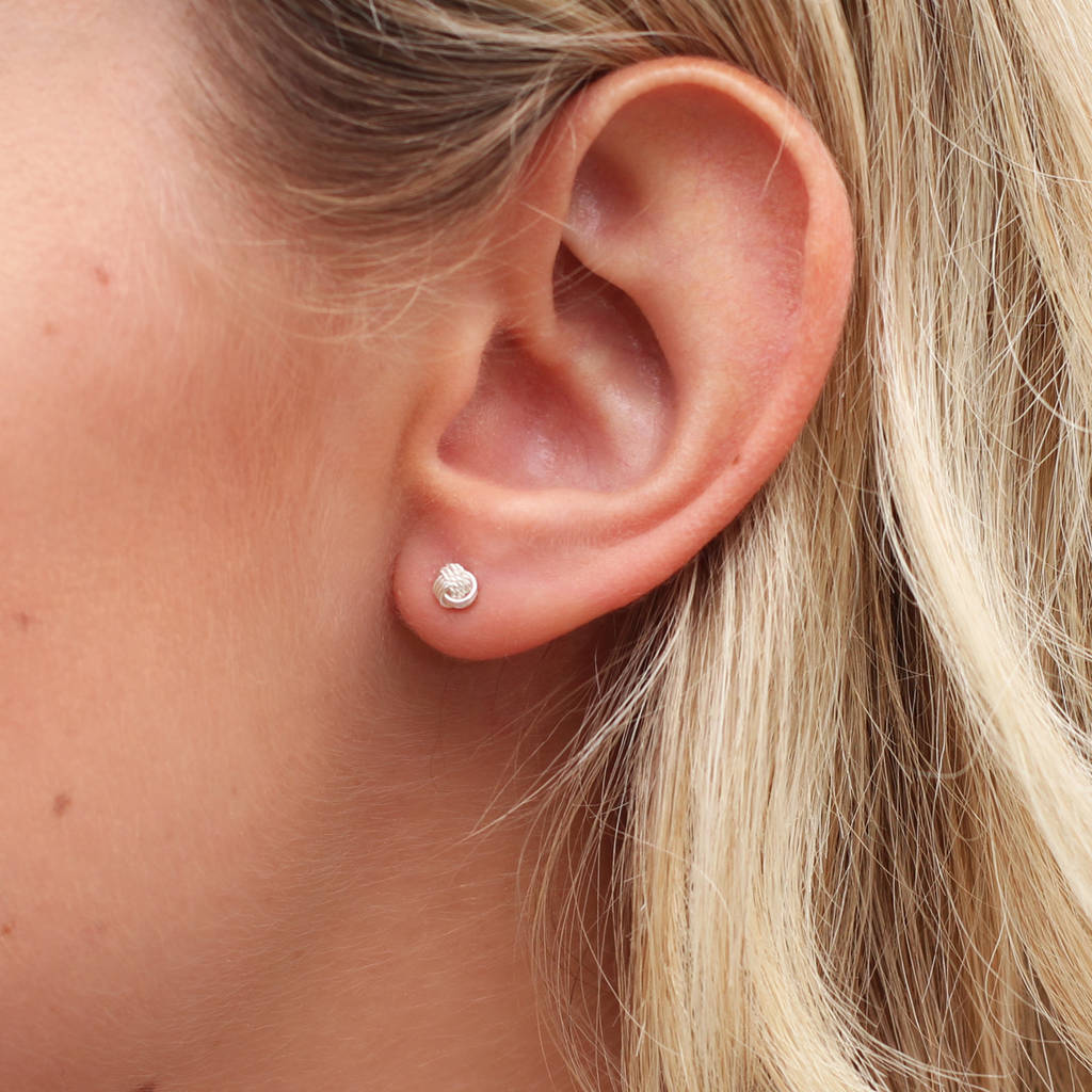 Set Of Three Sterling Silver Stud Earrings