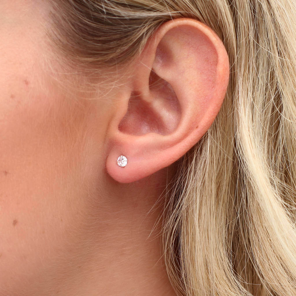 Set Of Three Sterling Silver Stud Earrings