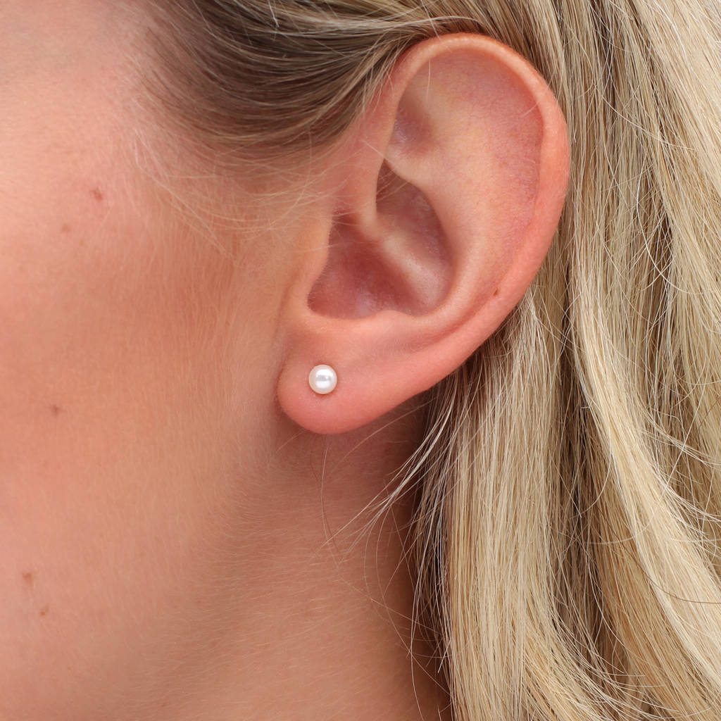 Set Of Three Sterling Silver Stud Earrings