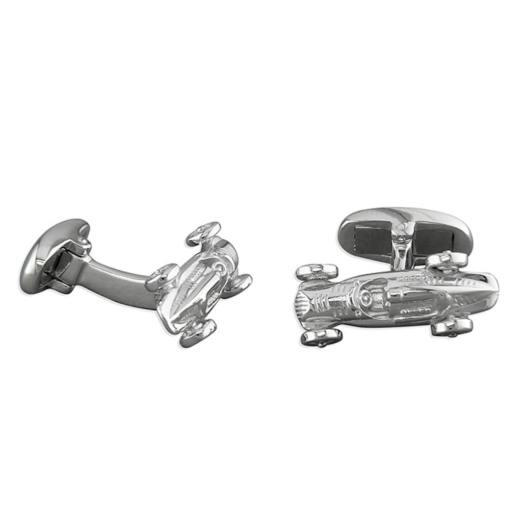 Solid Sterling Silver Racing Car Cufflinks