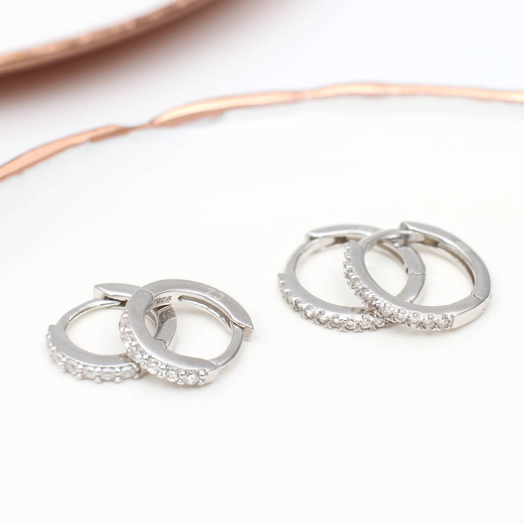 Sterling Silver & Crystal Mini Huggie Hoop Earrings