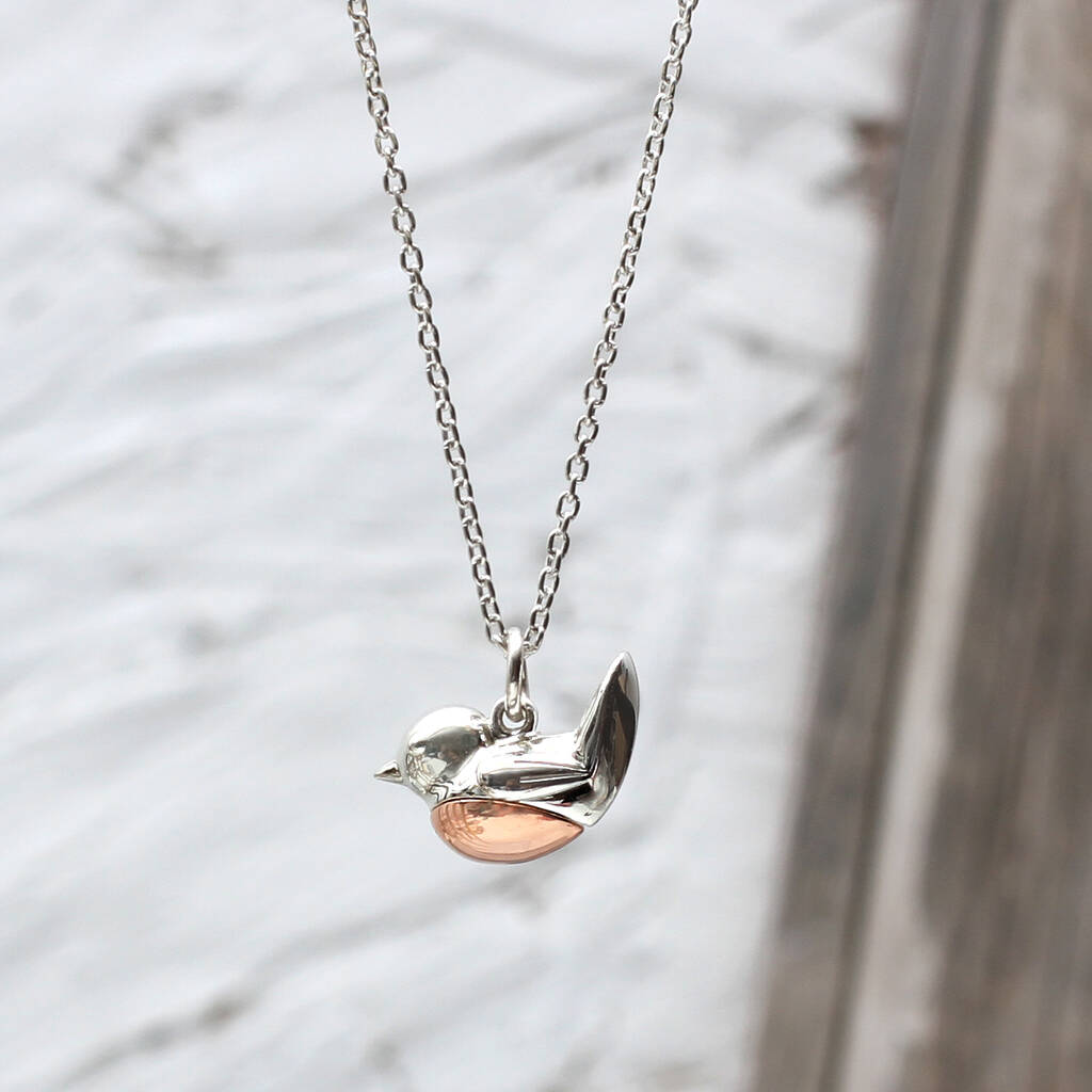 送税込【HURLEY BURLEY】MINI ROBIN NECKLACE パーソナライズ♪ Sterling Silver & 18ct Gold Plated Mini Robin Necklace